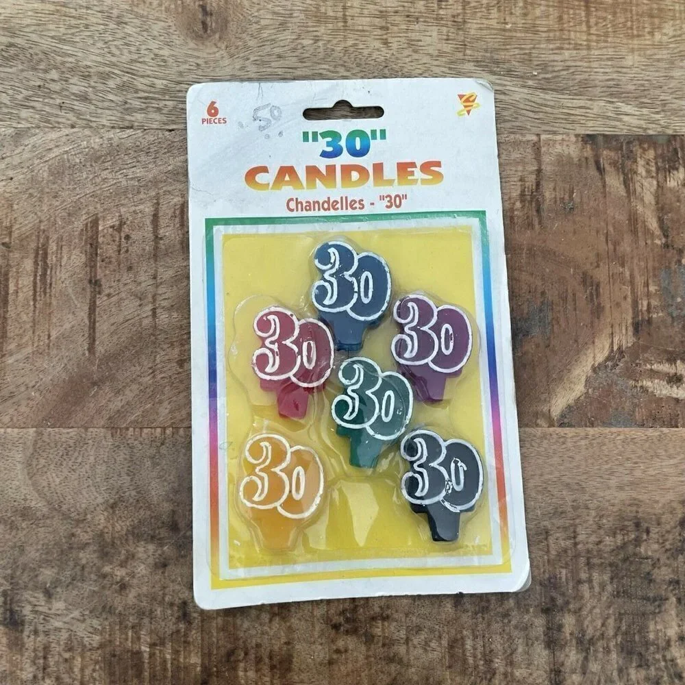 Vintage Amscan Birthday Cake  Candles 30 Set 6 Pieces Cake Toppers Over The Hill